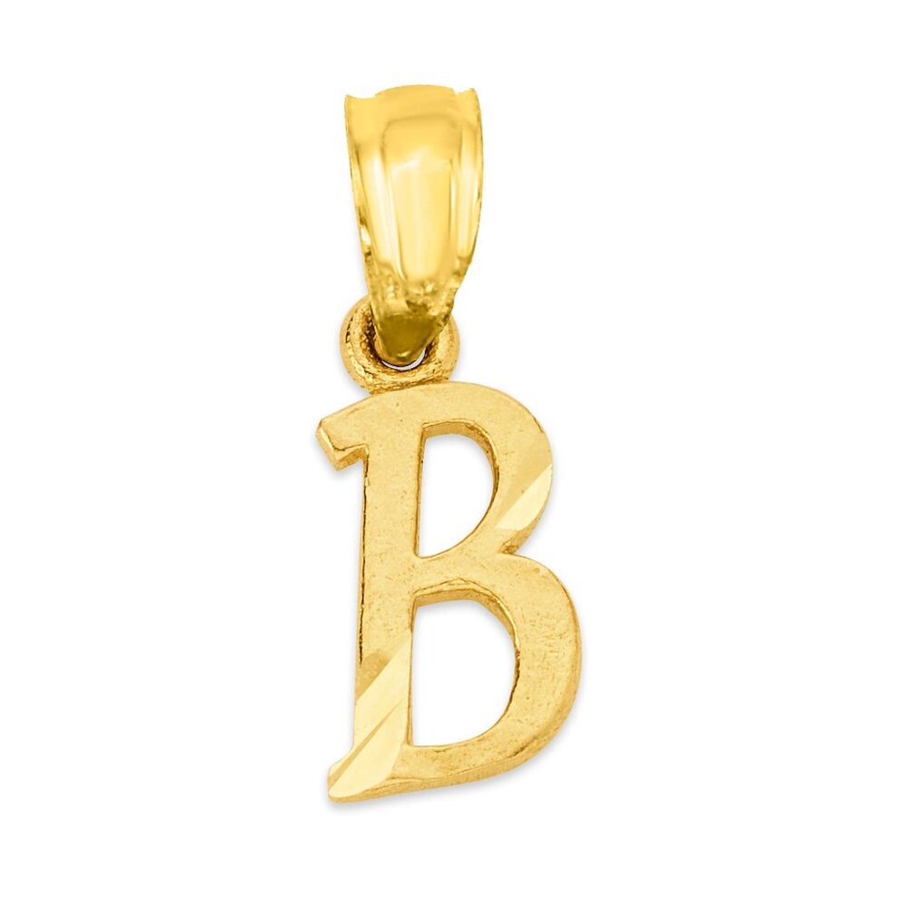 Handmade 10K Solid Yellow Gold Letter B Pendant – Personalized Initial Charm
